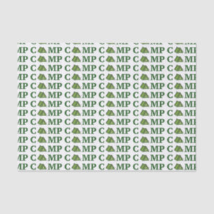 Papier Mousseline Tente verte CAMP Camping Camper Tissu cadeau Campe