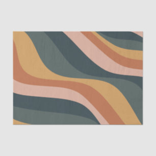 Papier Mousseline Terme Boho Abstrait Wavy Swirl Lines Terracotta 
