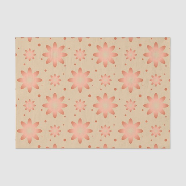 Papier Mousseline Terracotta orange et sable beige délicat marguerit (Recto)