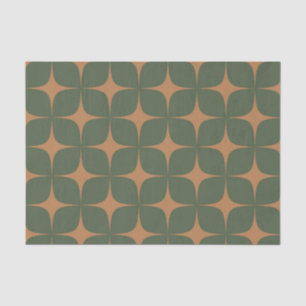 Papier Mousseline Terracotta Vert Profond Mi-Siècle Moderne Boho