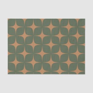Papier Mousseline Terracotta Vert Profond Mi-Siècle Moderne Boho
