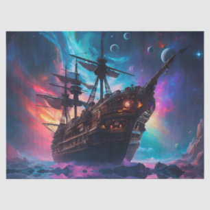 Papier Mousseline Terre de vaisseau spatial pirate sur une autre pla