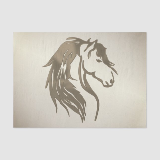Papier Mousseline Tête de cheval en platine brûlée (Recto)