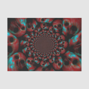 Papier Mousseline Tête de crâne gothique Éffrayante Rouge Vert Noir