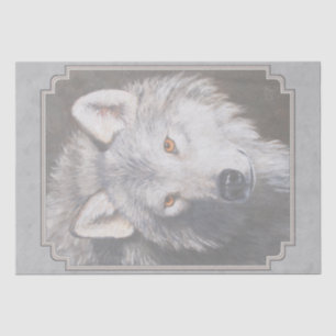 Papier Mousseline Tête de loup de bois gris