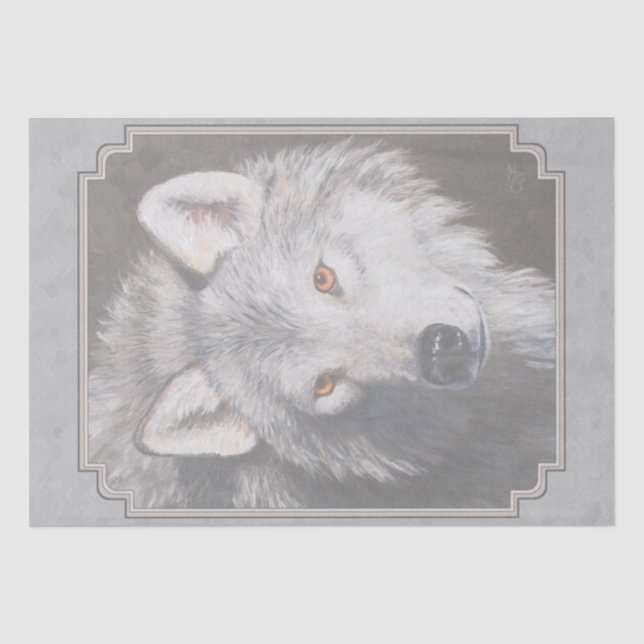 Papier Mousseline Tête de loup de bois gris (Recto)