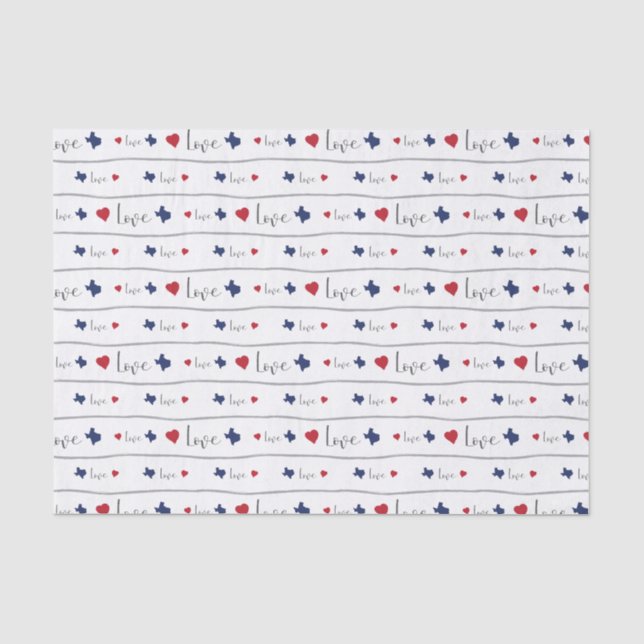 Papier Mousseline Texas Love and Hearts Motif (Recto)