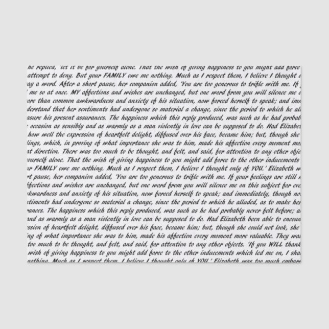 Papier Mousseline Texte de fierté et de préjudice (Recto)