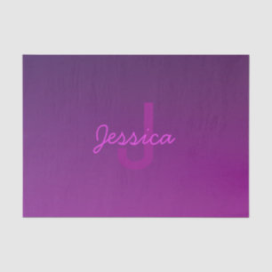 Papier Mousseline Texte monogramme modifiable moderne & Ombre violet