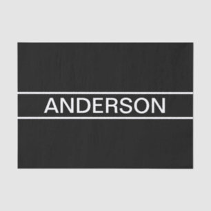Papier Mousseline Texte personnalisable   Bold Modern Black & White