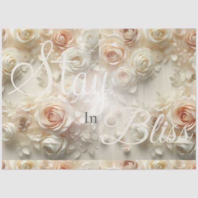 Papier Mousseline Texte personnalisé Art floral romantique avec Rose (Recto)