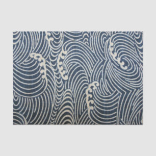 Papier Mousseline Textile japonais vintage, Motif de vague