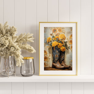 Papier Mousseline Texture vintage Florale Boots Cowboy Découpage