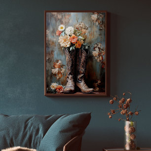 Papier Mousseline Texture vintage Florale Boots Cowboy Découpage