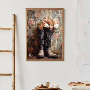 Papier Mousseline Texture vintage Florale Boots Cowboy Découpage