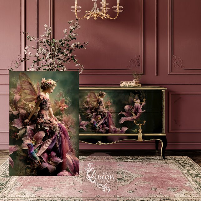 Papier Mousseline The Lily Fairy Tale Fantasy Portrait Floral (The Lily Fairy Tale Fantasy Hummingbird & Floral Decoupage Tissue Paper)