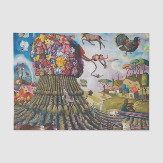 Papier Mousseline The Odd Farm Day Surreal Painting (Recto)