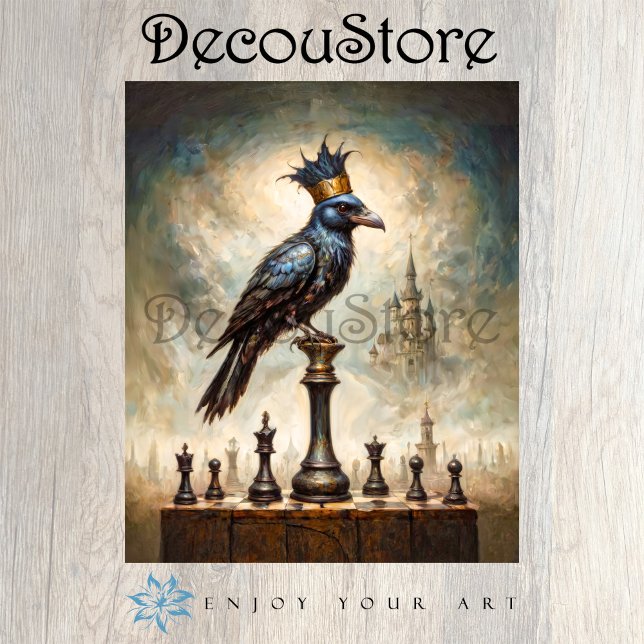 Papier Mousseline The Raven King on Chessboard Decoupage (Créateur téléchargé)