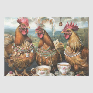Papier Mousseline Théière Découpe Coqs et Poussins