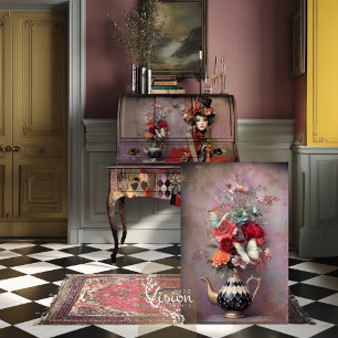 Papier Mousseline Théière Florale Arlequin Chapeau Elégant