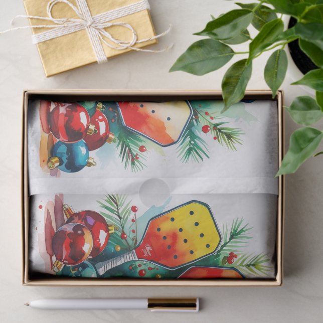 Papier Mousseline Thème de Noël de Pickleball (Cadeau)