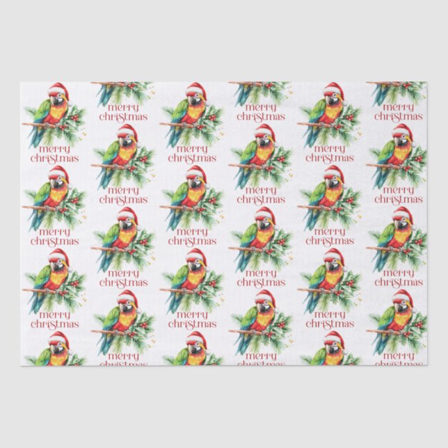 Papier Mousseline Thème de Noël Tropical Merci Retro Texte (Recto)