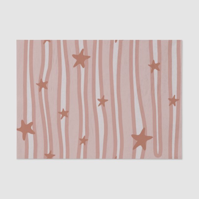 Papier Mousseline Thème de plage Brown Stars et Stripes (Recto)