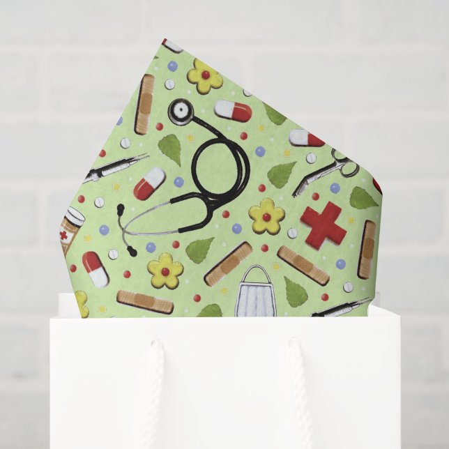 Papier Mousseline Thème Médicale (Sac cadeau)