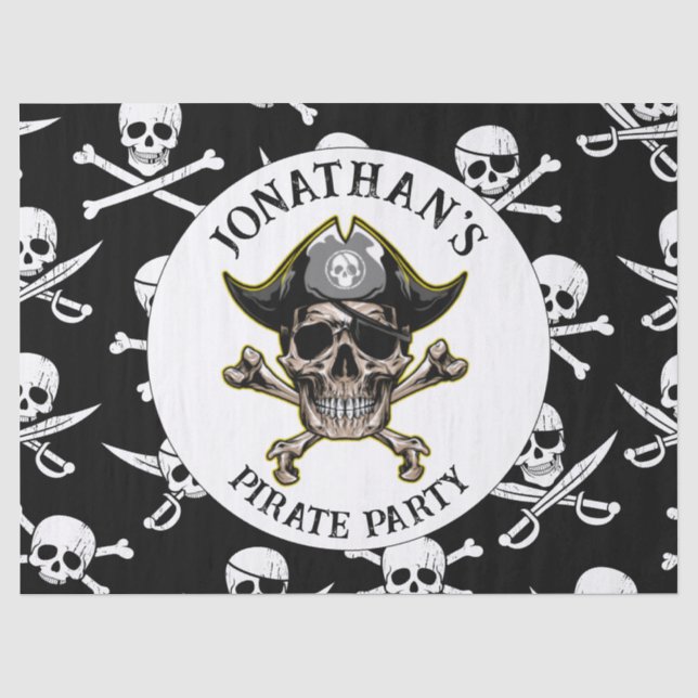 Papier Mousseline Thème pirate Parti Skull Adulte.Croix Bones (Recto)