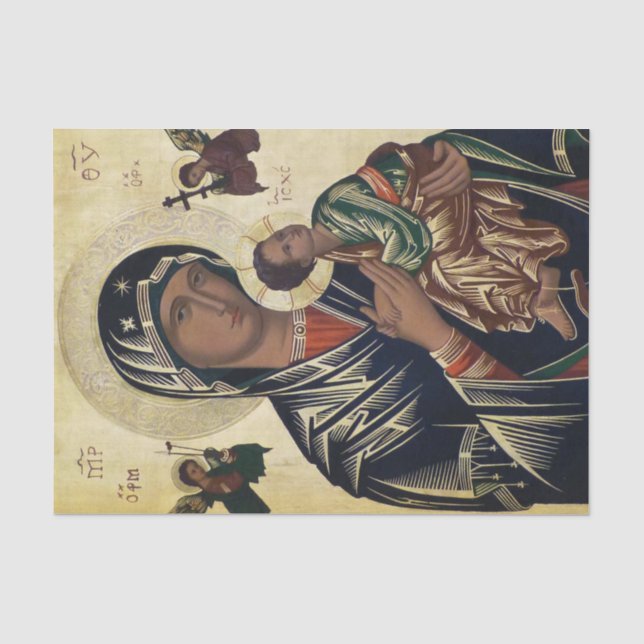 Papier Mousseline Théotokos Icône chrétienne orthodoxe (Recto)