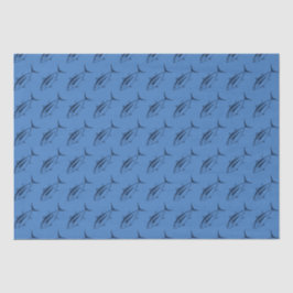Papier Mousseline Thon d'Albacore mignonne en bleu marine sur bleu é