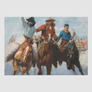 Papier Mousseline "Three Montana Cowboys" par W Herbert Dunton
