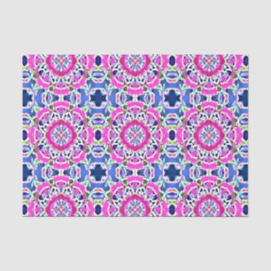 Papier Mousseline Tie Dye Mandala Motif Denim bleu et rose