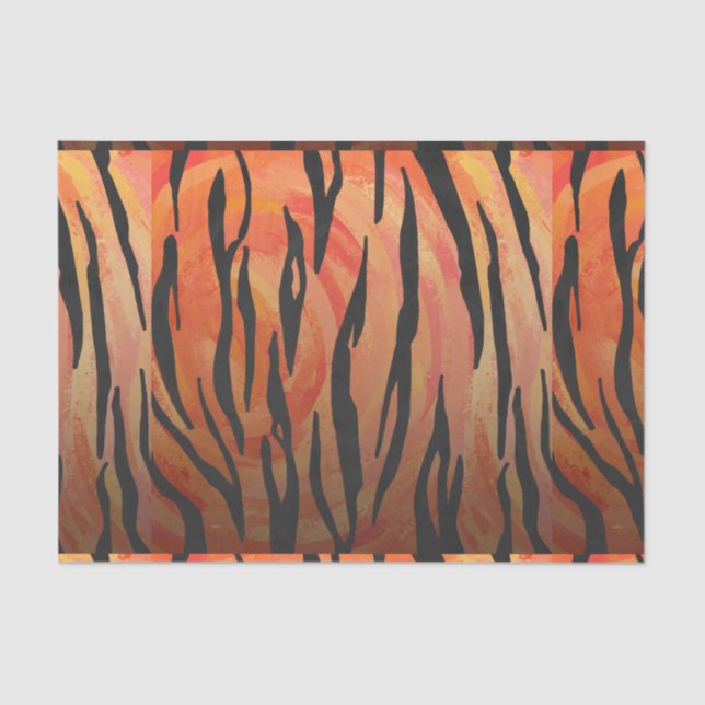 Papier Mousseline Tiger chaud orange et noir (Recto)