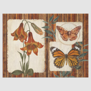Papier Mousseline Tiger Lily Bois rustique Collage Découpage