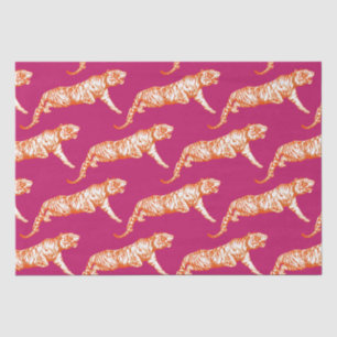 Papier Mousseline Tigre orange vif et rose moderne