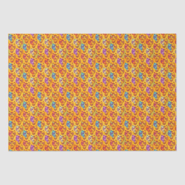 Papier Mousseline Tigre pattern on dark yellow (Recto)