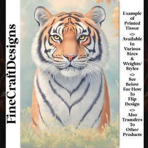 Papier Mousseline Tigre Royal Puissant, Regard Intense CB3 Découpage