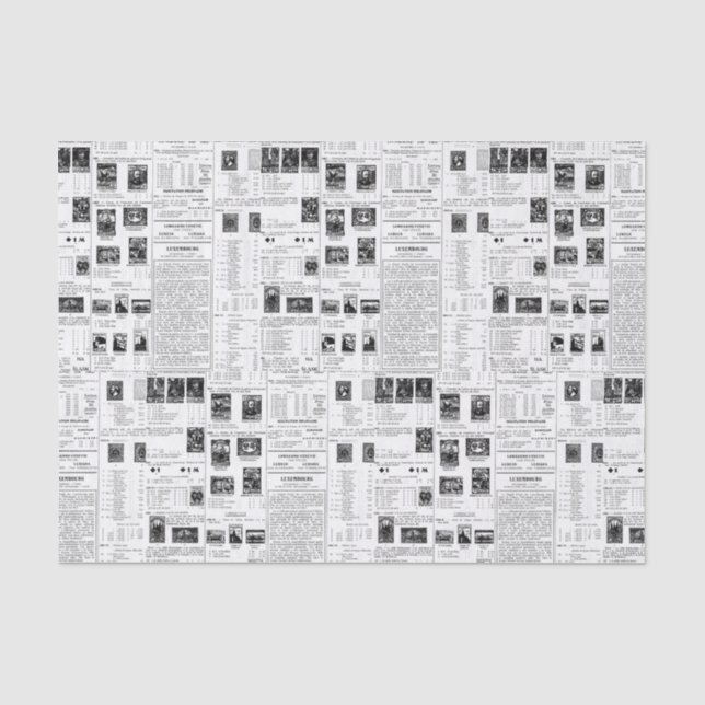 Papier Mousseline Timbres Poscènes vintages (Recto)