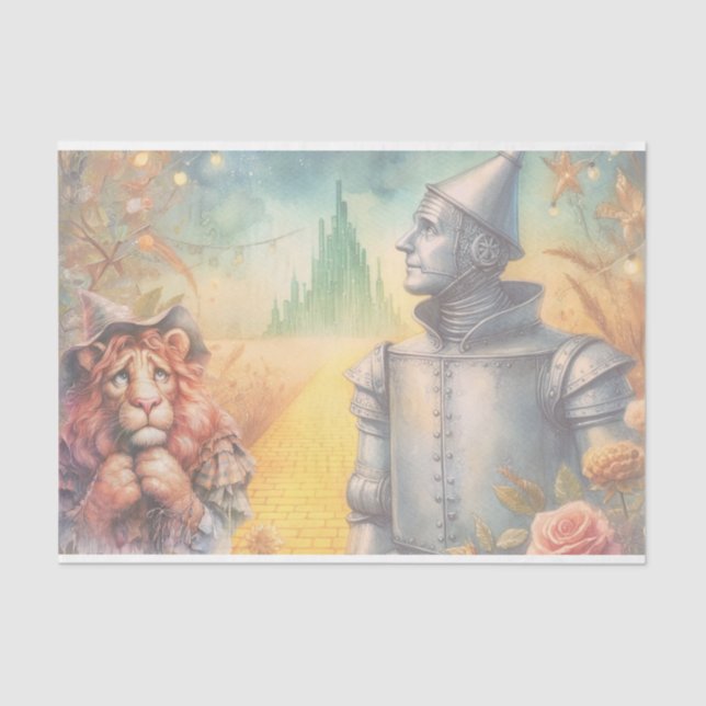 Papier Mousseline Tin Man et Lion Cowardard Wizard of Oz Decoupage (Recto)