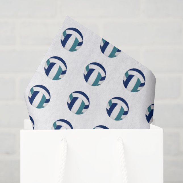 Papier Mousseline tiny blue teal volleyballs pattern (Sac cadeau)
