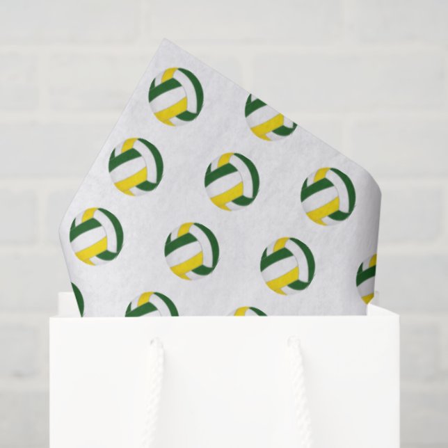 Papier Mousseline tiny green gold volleyballs pattern (Sac cadeau)