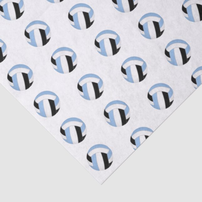 Papier Mousseline tiny light blue black volleyballs pattern (Détail)