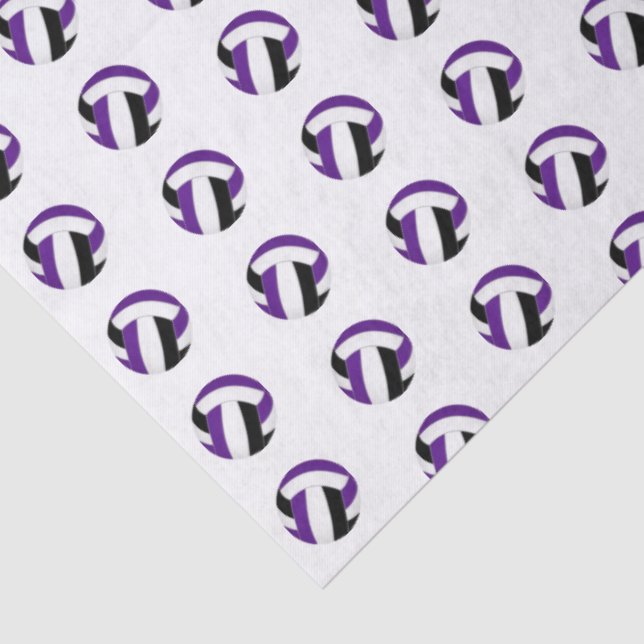 Papier Mousseline tiny purple black volleyballs pattern (Détail)