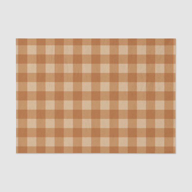 Papier Mousseline Tissu à damiers plaid marron classique (Recto)