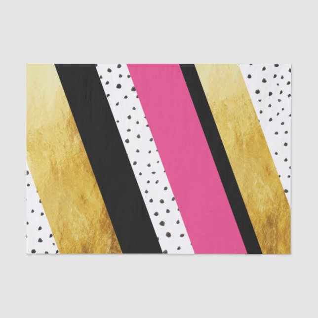 Papier Mousseline Tissu blanc de rayures de points de noir de roses (Recto)