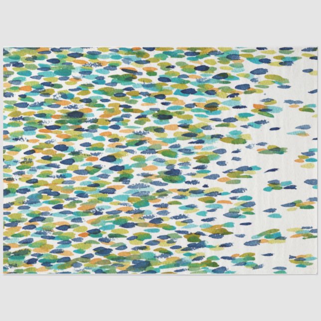 Papier Mousseline Tissu Bleu Vert Jaune Artiste Peinture Enveloppeme (Recto)