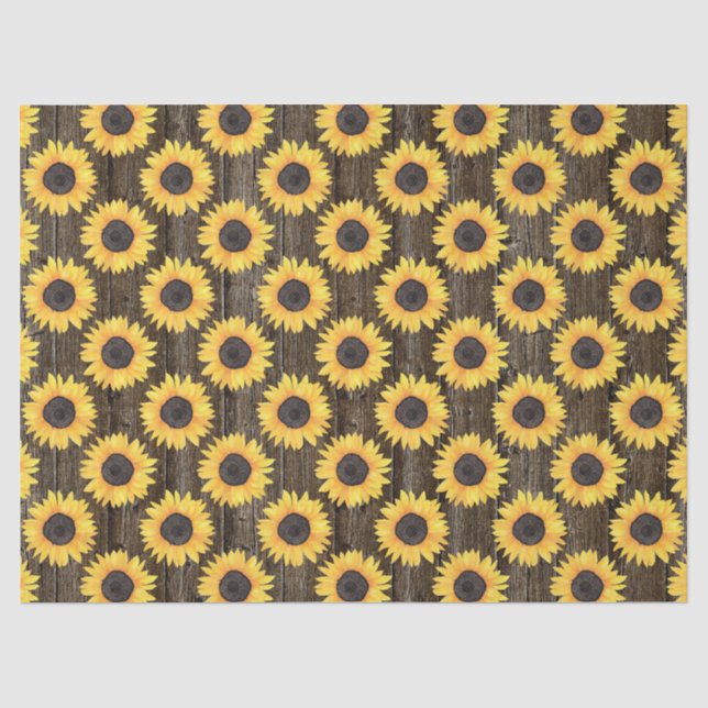 Papier Mousseline Tissu Brown de fleurs de soleil rustiques (Recto)