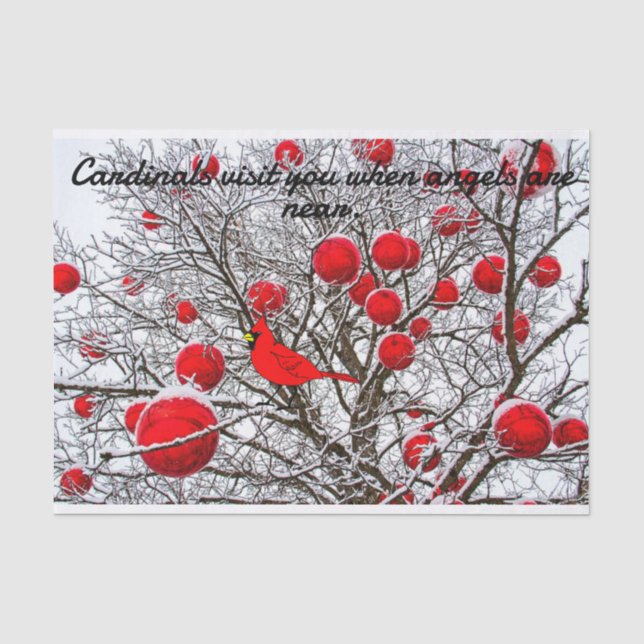 Papier Mousseline Tissu cadeau avec un oiseau cardinal (Recto)