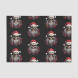 Papier Mousseline Tissu cadeau crâne père Noël (noir)